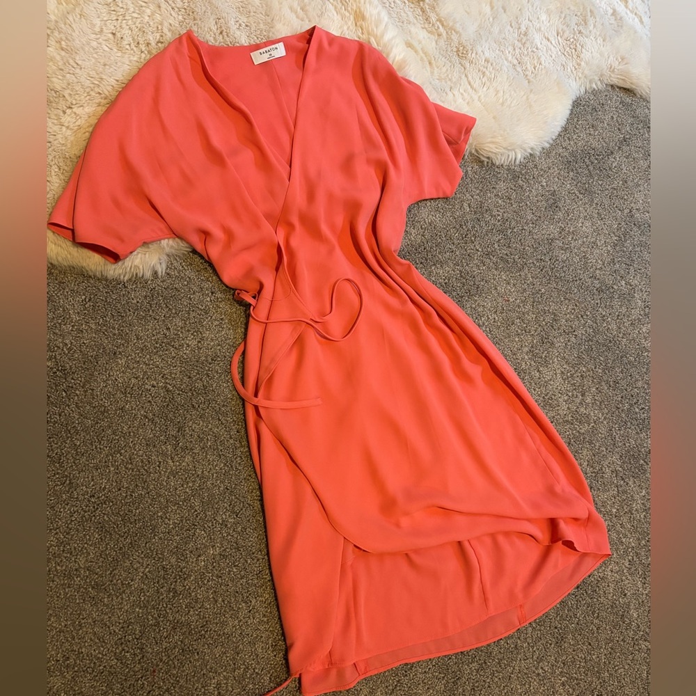BABATOB - Vibrant Coral Wrap Dress from Aritzia
